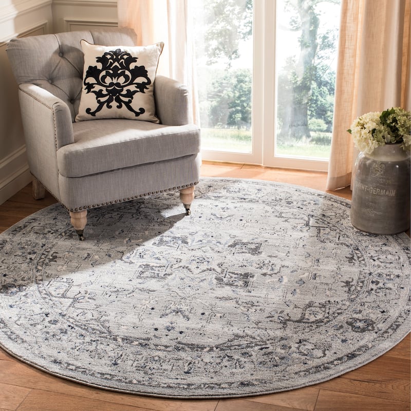 SAFAVIEH Charleston Prabha Vintage Boho Oriental Rug - 5' Round - Grey/Dark Grey
