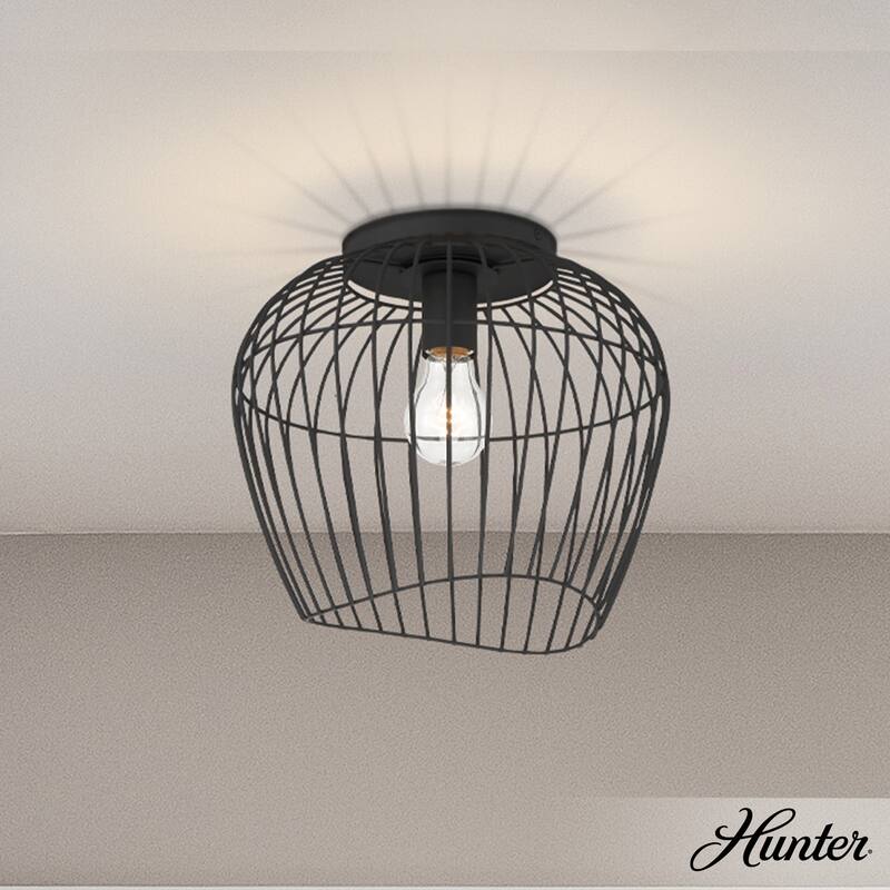 Hunter Redding Matte Black 1 Light Flush Mount - Industrial - Hallway, Bathroom, Entryway, Patio - Matte Black