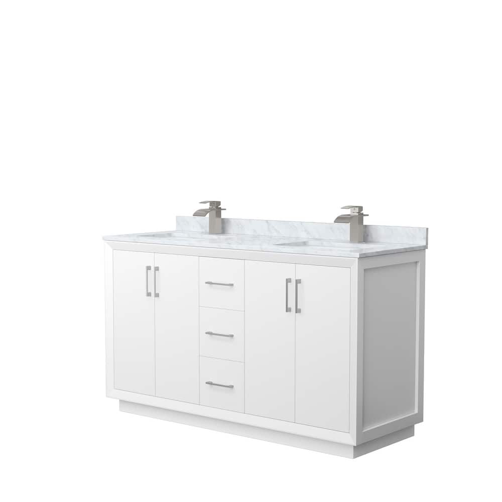 Strada 60-Inch Double Vanity Set, Carrara Marble Top