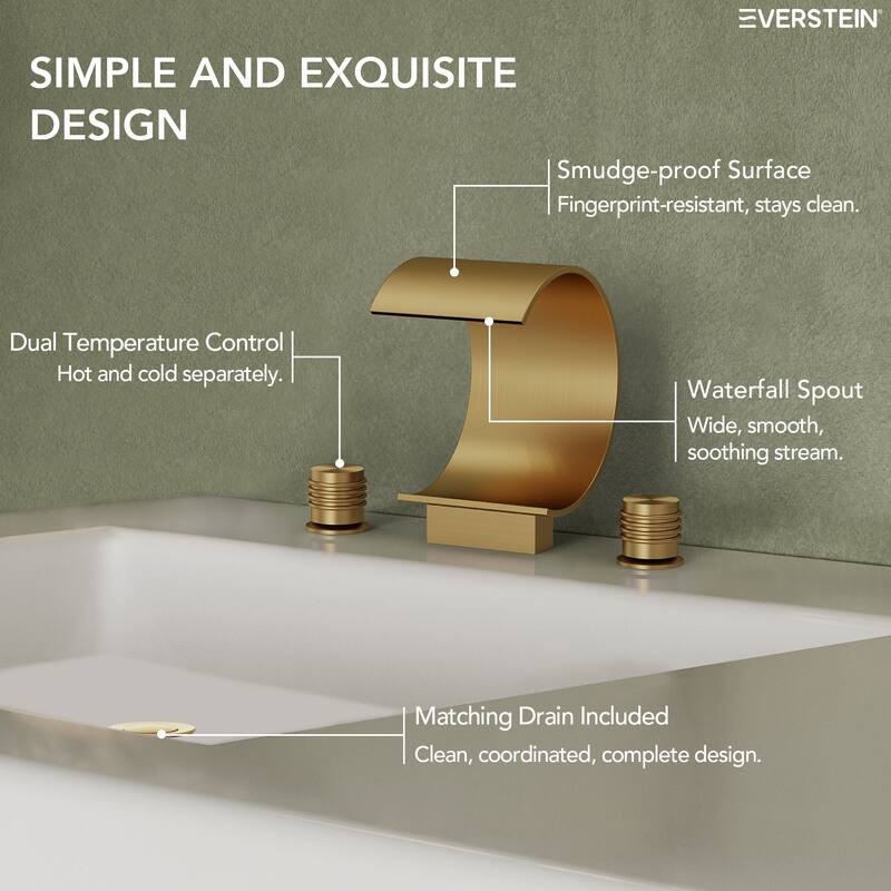 Widespread Bathroom Faucet 3 Hole, 2-handle Bathroom Sink Faucet with Drain Assembly