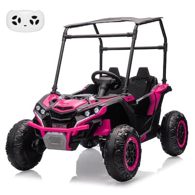 24V 2 Seater Kids Ride On Utv, 4WD Electric Truck with Sun Shade