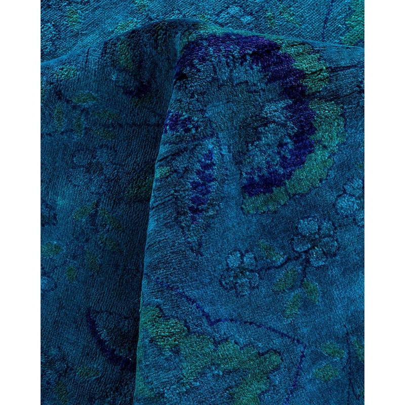 Vibrance, One-of-a-Kind Hand-Knotted Area Rug - Blue, 6' 0" x 9' 3" - 6' 0" x 9' 3"