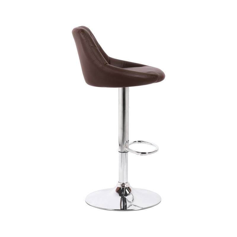 Porthos Home Rea Swivel Adjustable Height Bar Stool, PU Leather, Chrome Base