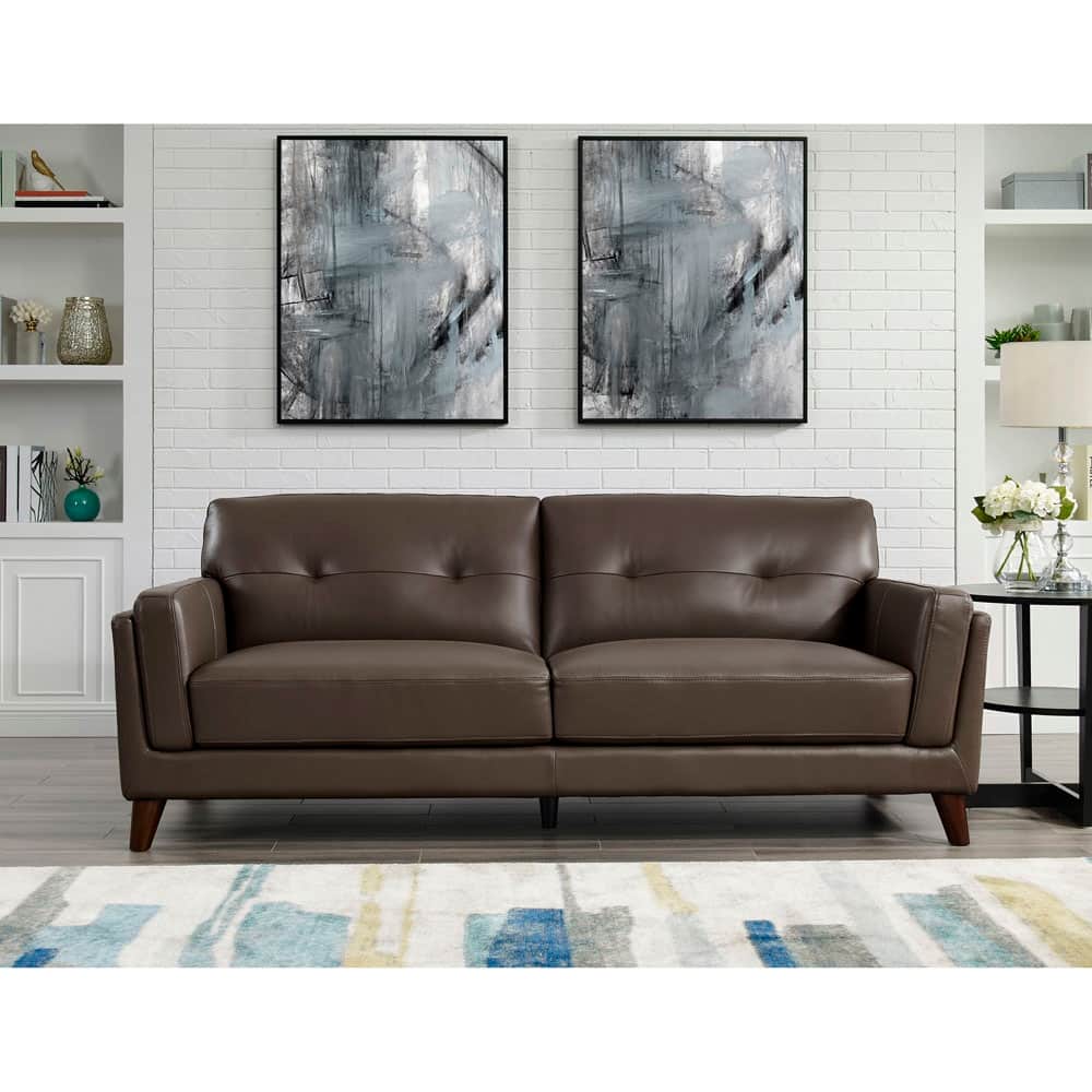 Hydeline Huntington Top Grain Leather Sofa Couch with Memory Foam and Springs