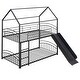 preview thumbnail 27 of 43, Friendly Design Twin Over Twin Metal Frame Bunk Bed Kids House Bed with Slide,Stairs,Two Separate Small Beds