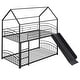 preview thumbnail 11 of 43, Twin over Twin Size Metal Bunk Bed With Slide, Roof, Fence and Ladder for Bedroom