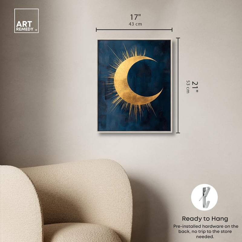 Gold Moon on Indigo Canvas by Art Remedy