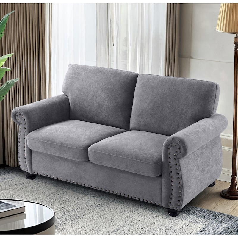 Soft Velvet Loveseat - Grey