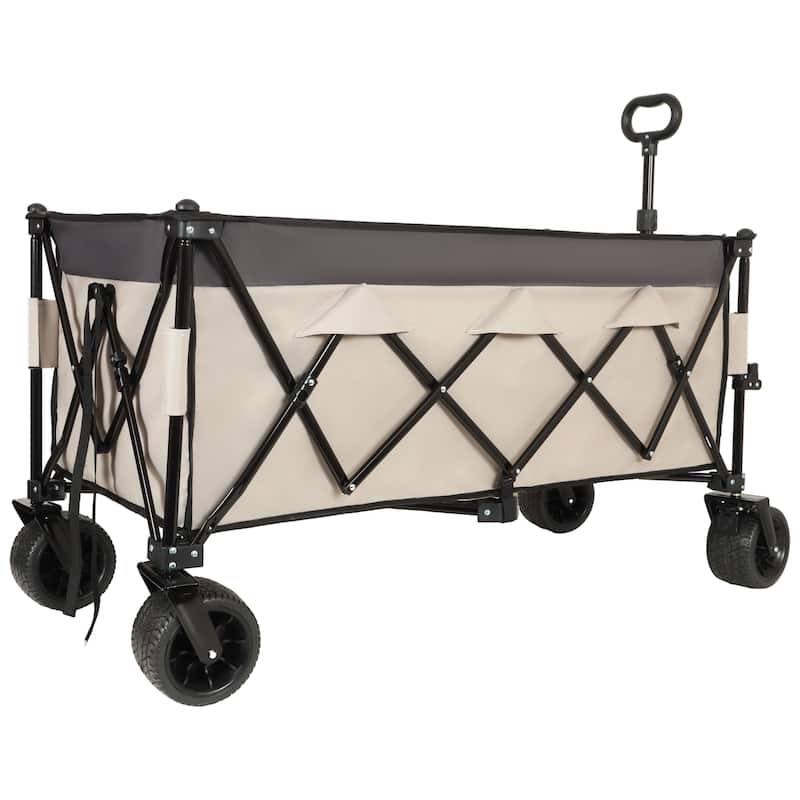Heavy-Duty Foldable Utility Wagon - 480lbs Capacity, Patented Ultra-Stable Frame, 1:6 Space-Saving Fold & 7"All-Terrain Wheels