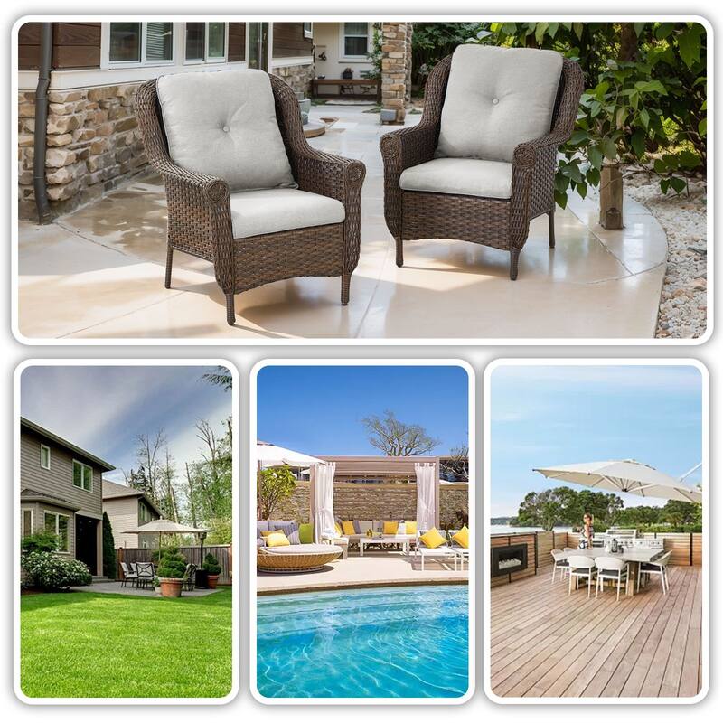 2 Piece Outdoor Arm Chair with Cushion Brown - Beige