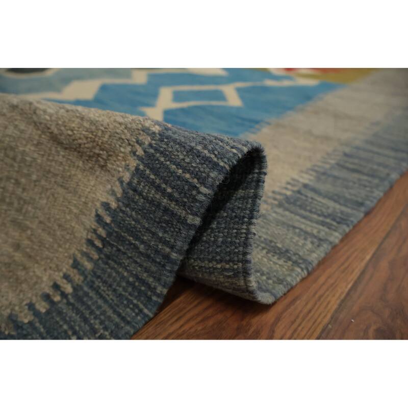 Hand Woven Oriental 100% Wool Carpet Southwestern Tribal Multi-Colored Kilim Area Rug - 9' 10'' X 9' 8''
