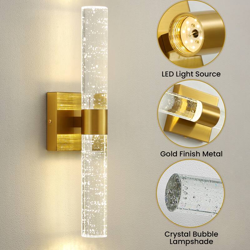 Gold Wall Sconce Bathroom Vanity Light Fixture Crystal wall light