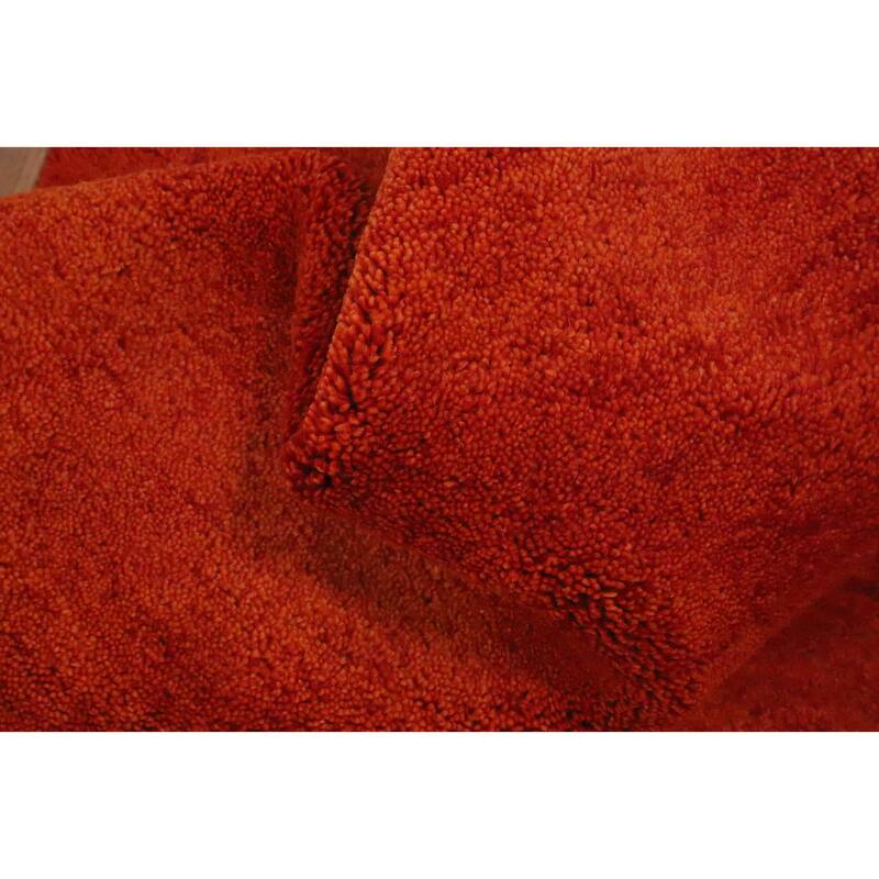 Hand Knotted Oriental 100% Wool Carpet Modern Solid Oranges & Rust Gabbeh Area Rug - 10' 0'' X 7' 11''