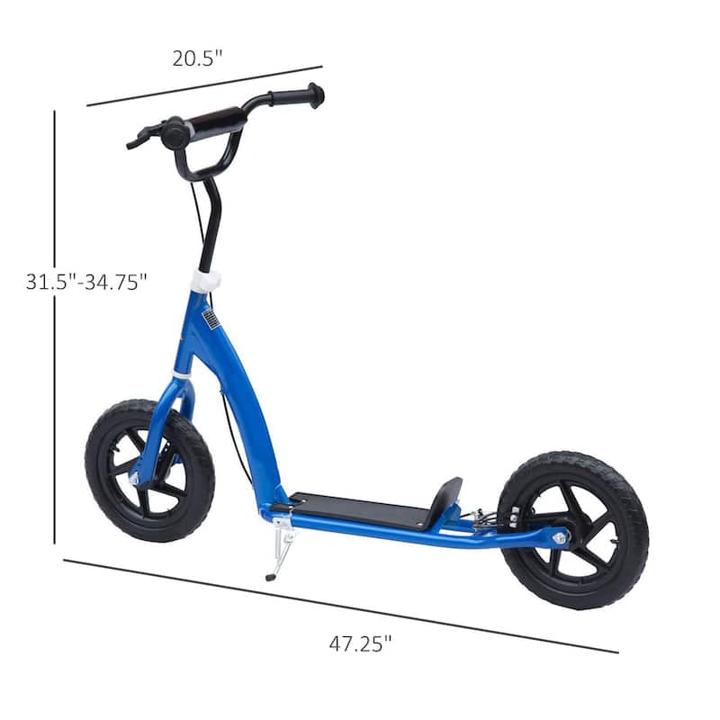 12” Lightweight Adjustable Kids Scooter with Rear Brake and Wheels Safe Riding for Children - 31.7" L x 13.7" W