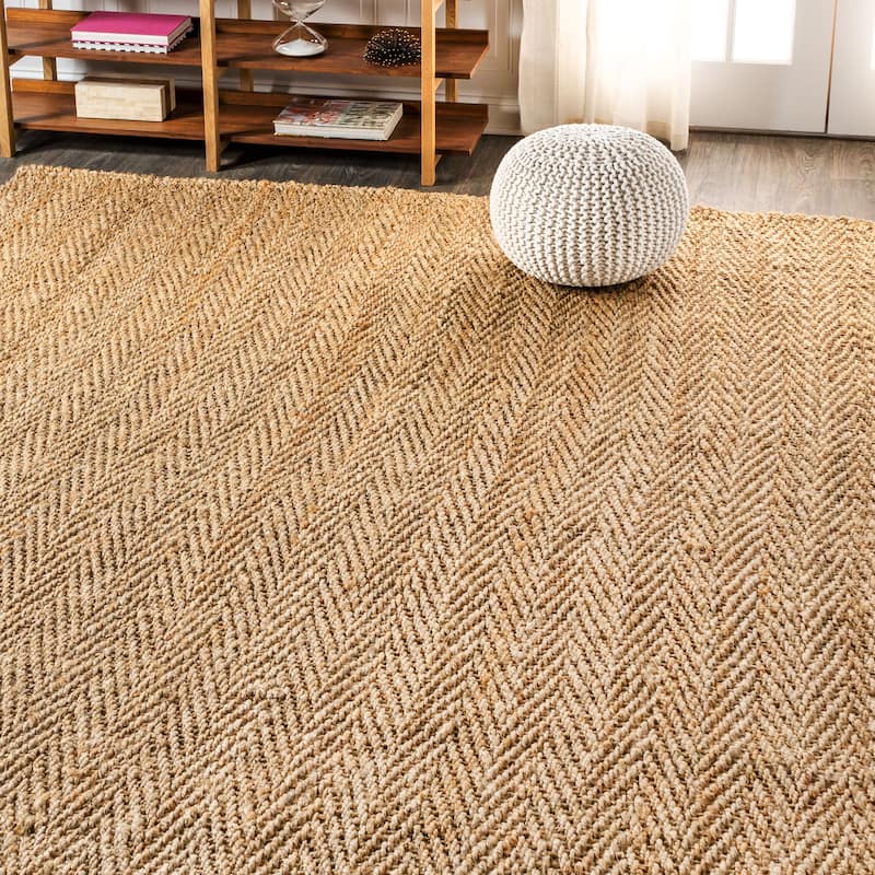 JONATHAN Y Estera Hand Woven Herringbone Chunky Jute Area Rug