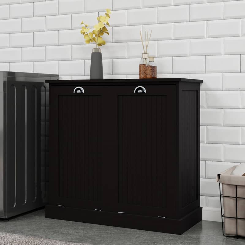 Two-Compartment Tilt-Out Laundry Sorter Cabinet