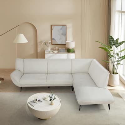 106inch Large Combination Beige Two-tone Blend Fabric,High Rebound Seat Feel,With Noble Seat Sofa,