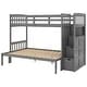 preview thumbnail 21 of 29, Twin Over Full/Twin Bunk Bed with Storage Shelves & Drawers, Wood Bunk Bed Frame with Safety Guardrails, Convertible Bottom Bed
