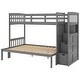 preview thumbnail 10 of 18, Twin over Full Bunk Bed 3 Beds in 1 Convertible Bottom Bed with Storage Shelves and Drawers for Kids Teens