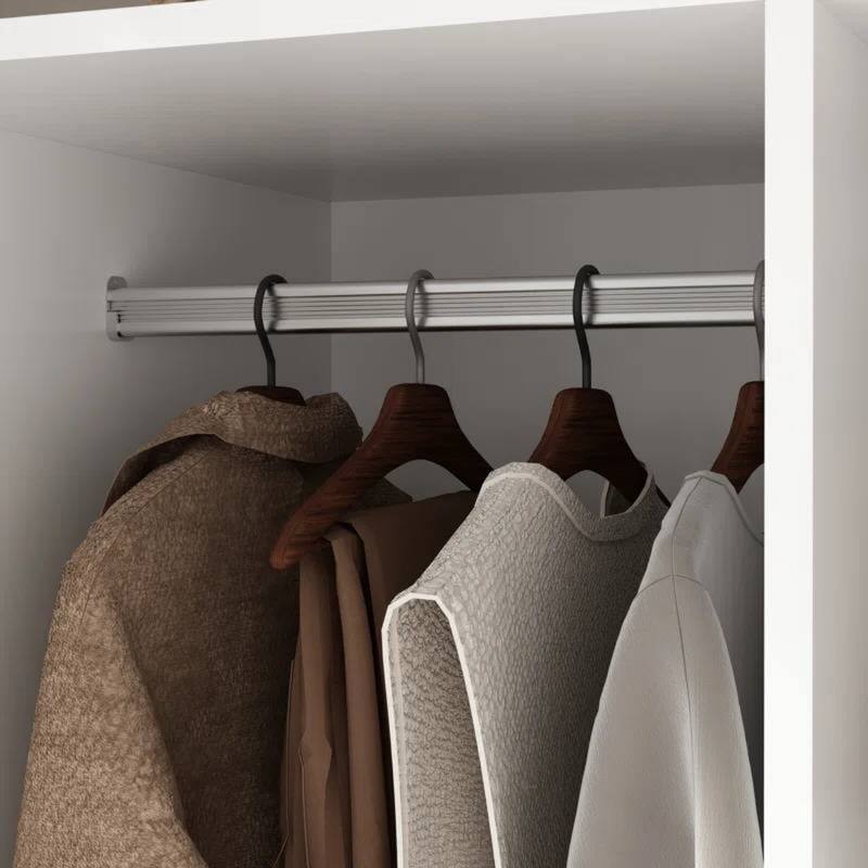 Contemporary Pine Wood Wardrobe with Adjustable Shelves LED Lighting Drawers and Louver Doors - 71'' H X 31.51'' W X 19.72'' D