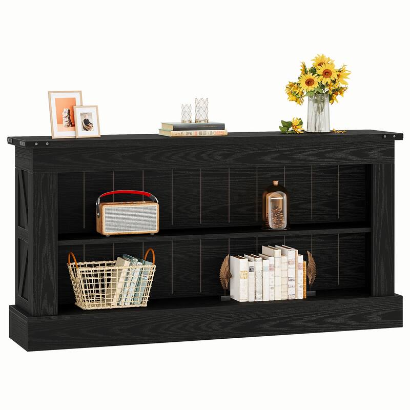 63-Inch Long Console Table with Shelf, 3 Tier Modern Entryway Table