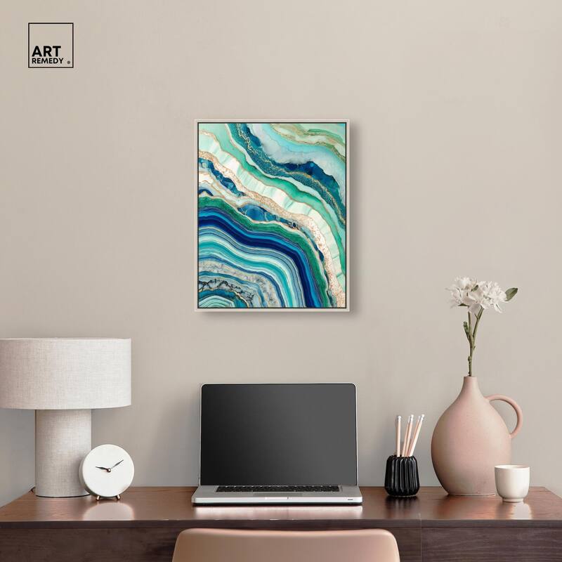 Blue Green Abstract Agate II Canvas by Art Remedy