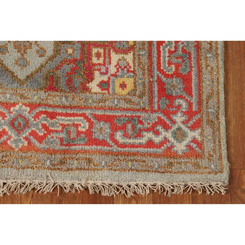 Hand Knotted Oriental 100% Wool Carpet Traditional Medallion Navy Blue & Blues Heriz (serapi) Area Rug - 5' 1'' X 3' 0''