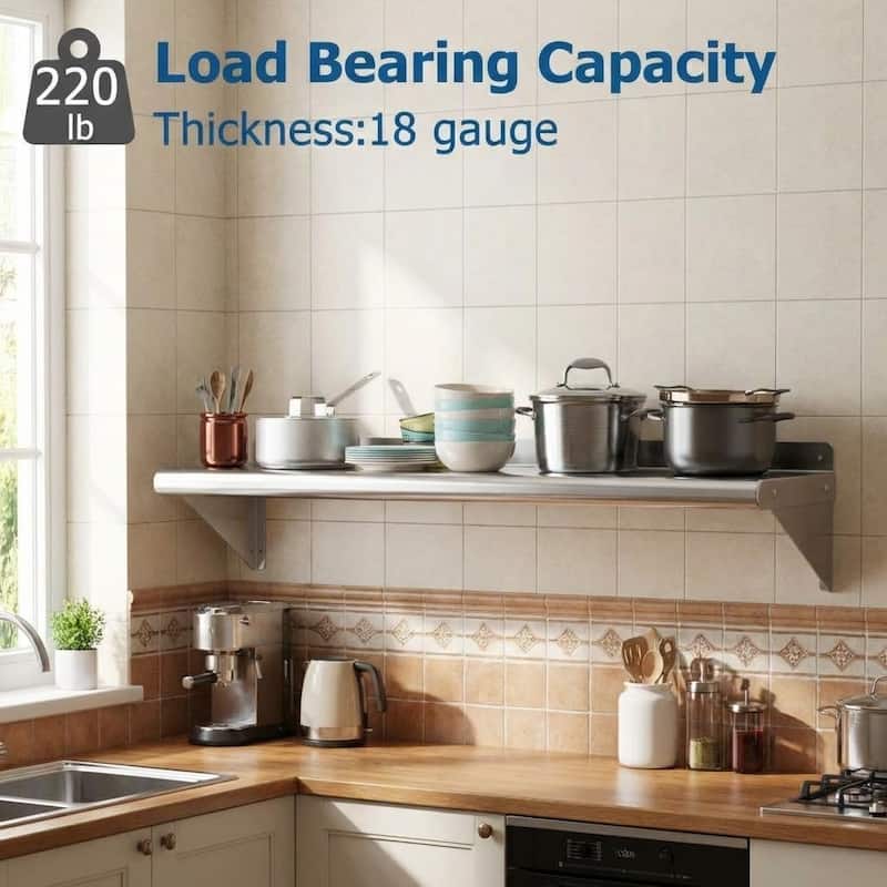 Stainless Steel Shelf Wall Mounted - Stainless Steel