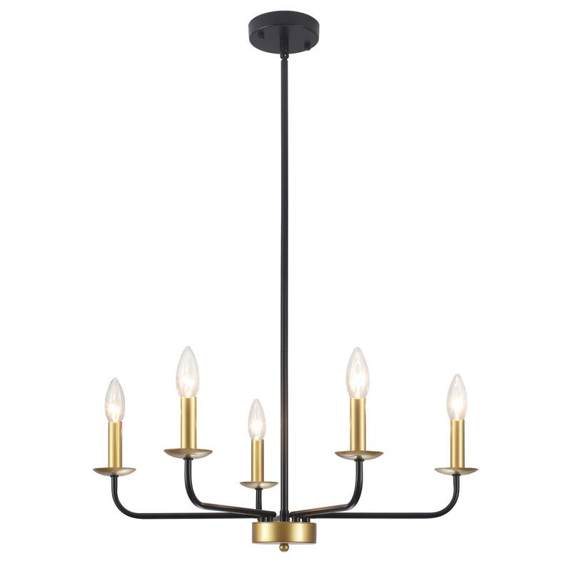 5-Light Rustic Candlestick Hanging Linear Chandelier Lighting Island Chandelier Fixture for Kitchen Island