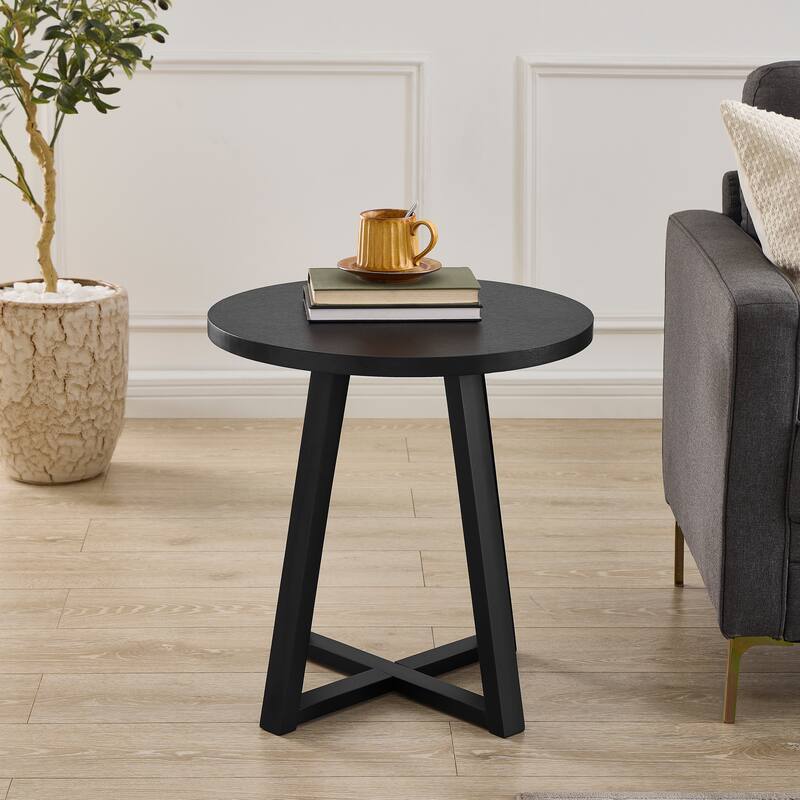 Roundhill Furniture Modern Harmony Wood Round End Table