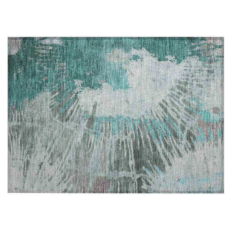 Machine Washable Indoor/ Outdoor Chantille Modern Burst Rug