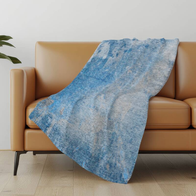 Premium Machine Washable Abstract Ombre Sherpa Throw Blanket