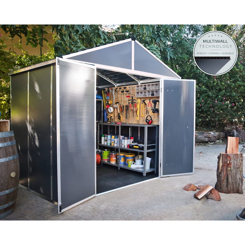 Rubicon 8ft. Dark Grey Polycarbonate Garden Storage Shed