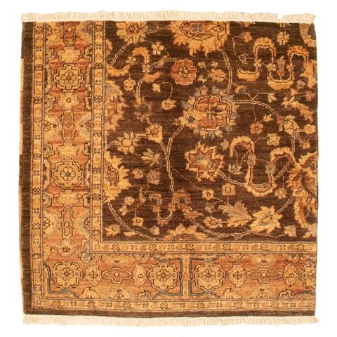 Hand-knotted Chobi Finest Brown Wool Rug - 2'10 x 2'11