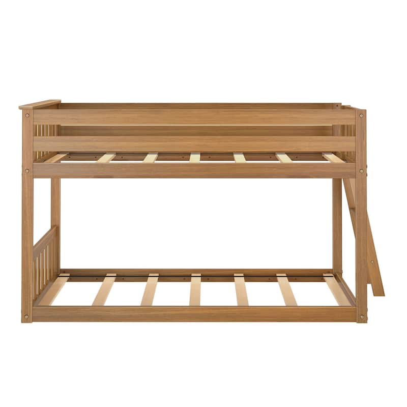 Max and Lily Twin over Twin Low Bunk Bed with Ladder on End