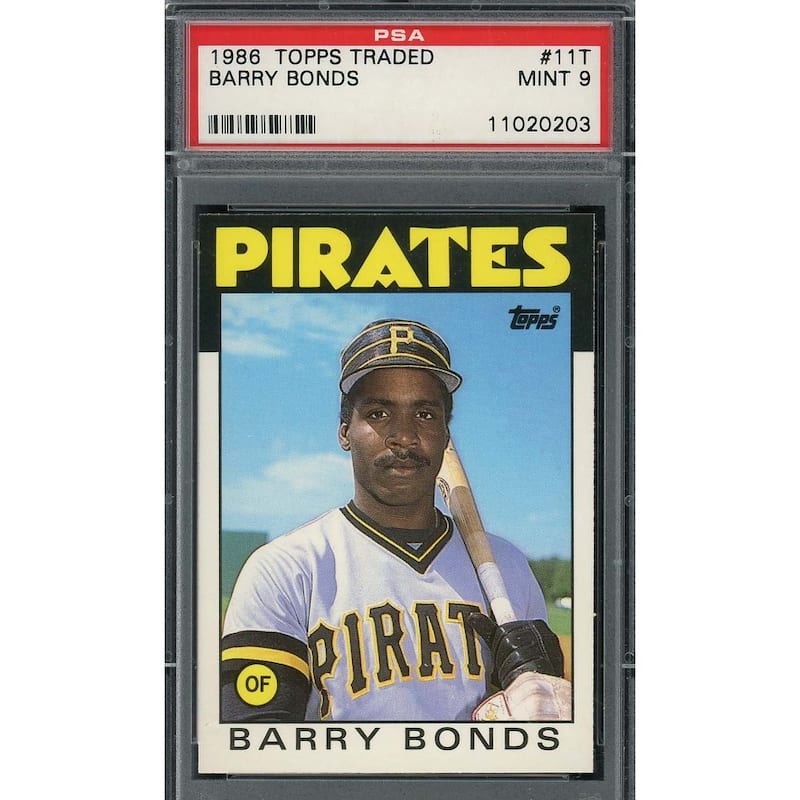 Barry Bonds 1986 Topps Traded Baseball Rookie Card RC #11T Graded PSA 9 - 8'6" x 11'6"