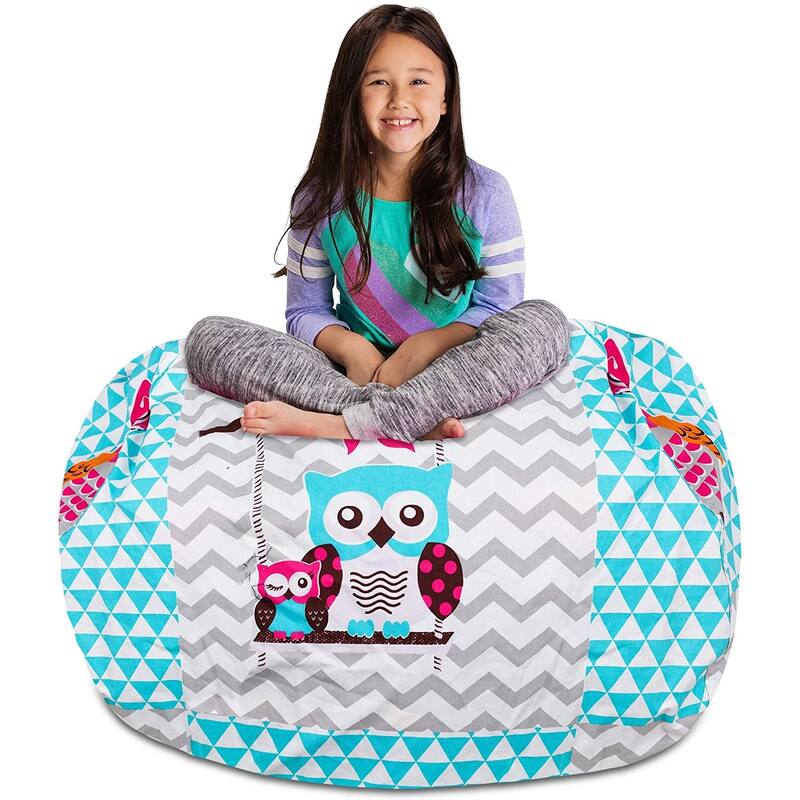 Kids Bean Bag Chair Cover Stuffed Animal Storage or Toy Organizer