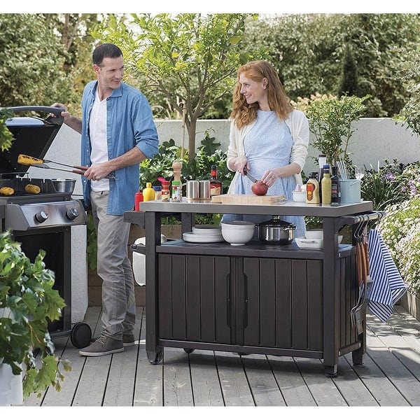 Keter Unity XL 78 Gallon Patio Storage Unit BBQ Grilling Bar Cart Furniture - 50 - On Sale Overstock - 35055107