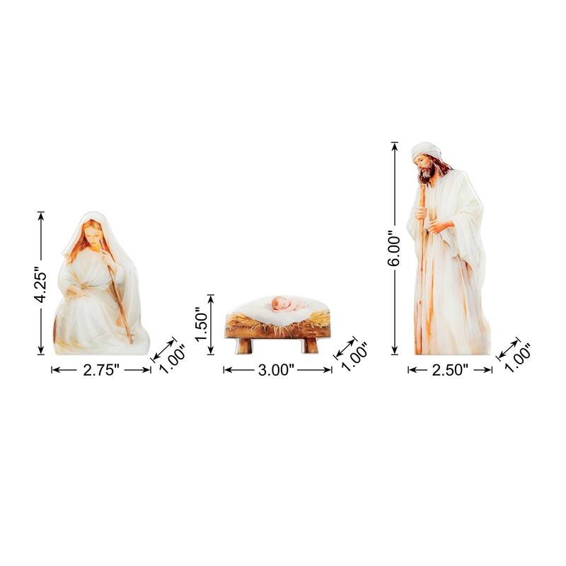 Glitzhome 13 Piece Christmas Wooden & Resin Nativity Figurine Set