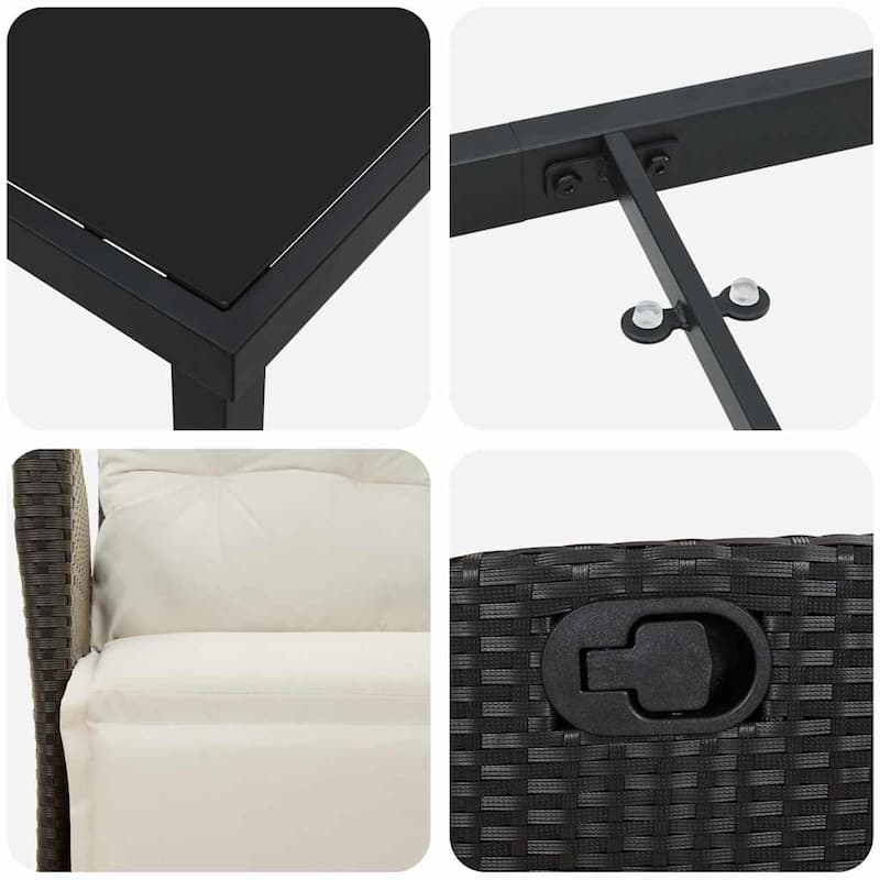 vidaXL Garden Dining Set with Cushion Poly Rattan