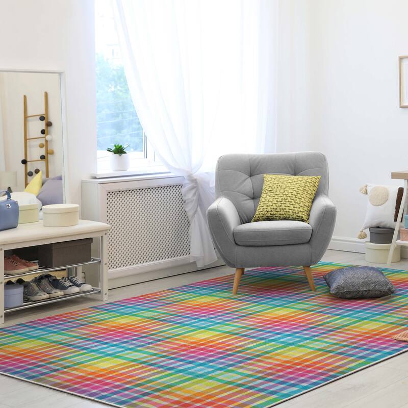 Crayola Geometric Plaid Area Rug By Well Woven