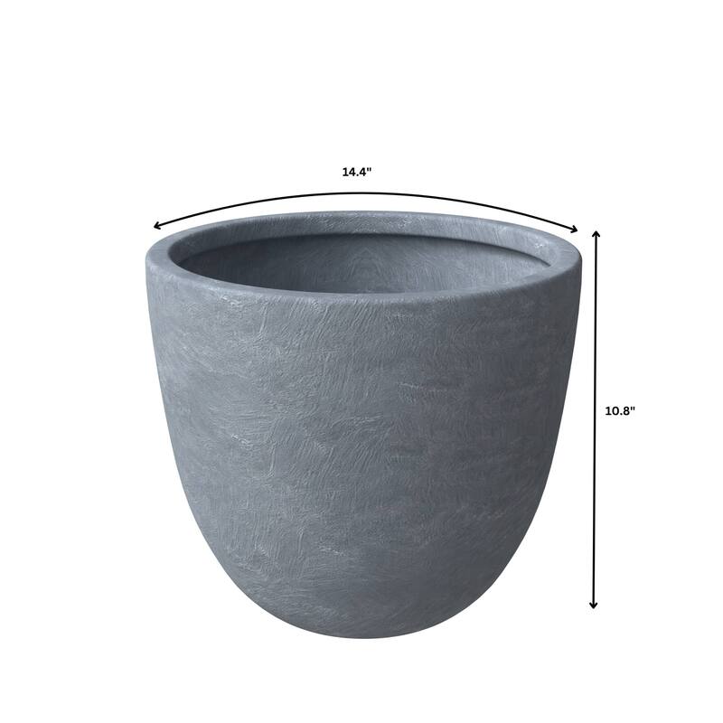Dahlia 3-Piece Modern Round Planter Set, Durable Fiberstone & Clay Pots for Indoor & Outdoor Plants