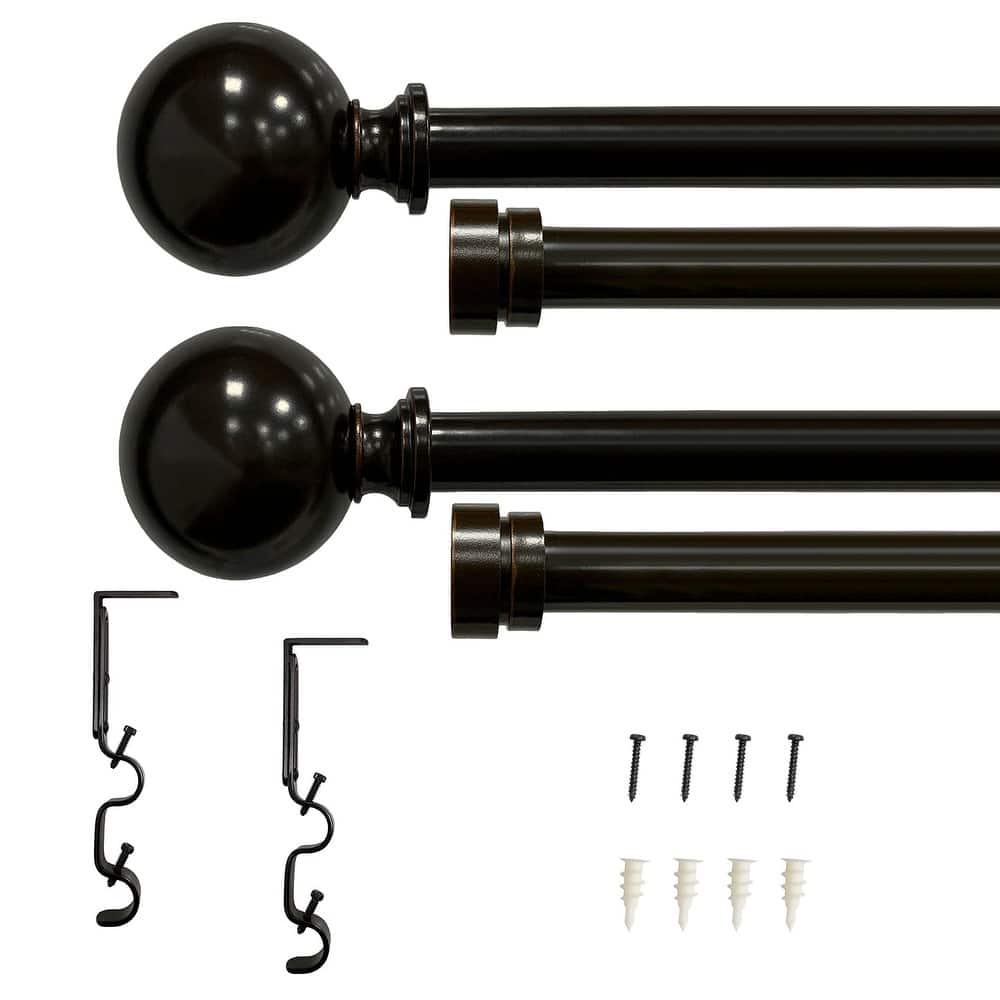 Lumi 3/4" Double Curtain Rod Oil Rubbed Bronze/ Silver- Ball finials