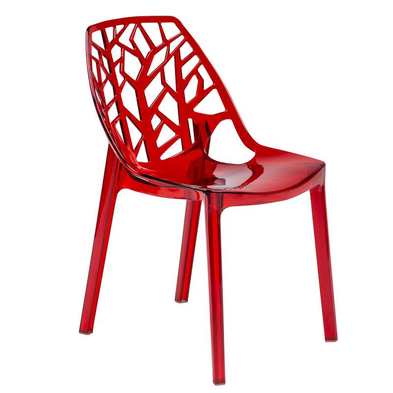 Stackable Dining Chair in Polypropylene (Set of 4) Modern Cut-out Design Backrest Accent Side Chair