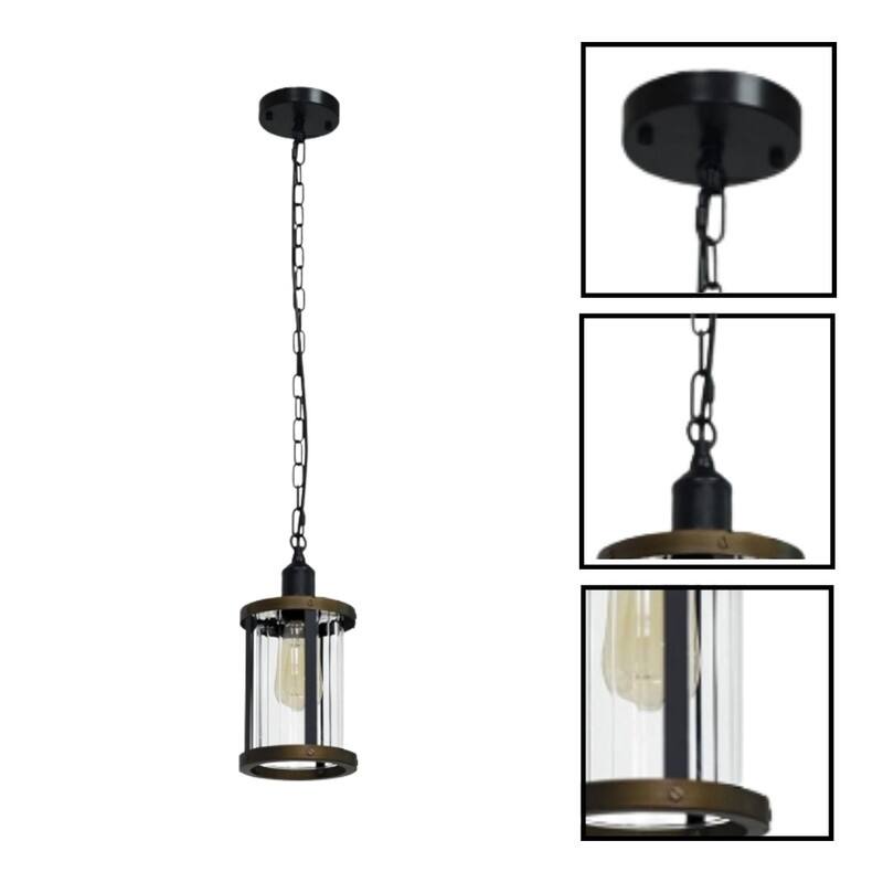 19.65” Light bulb coffee light fixture metal, rattan hallway light