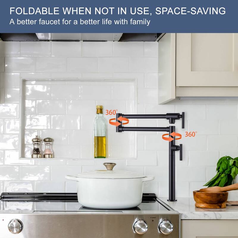 WOWOW Deck Mount Double Handle Pot Filler Faucet