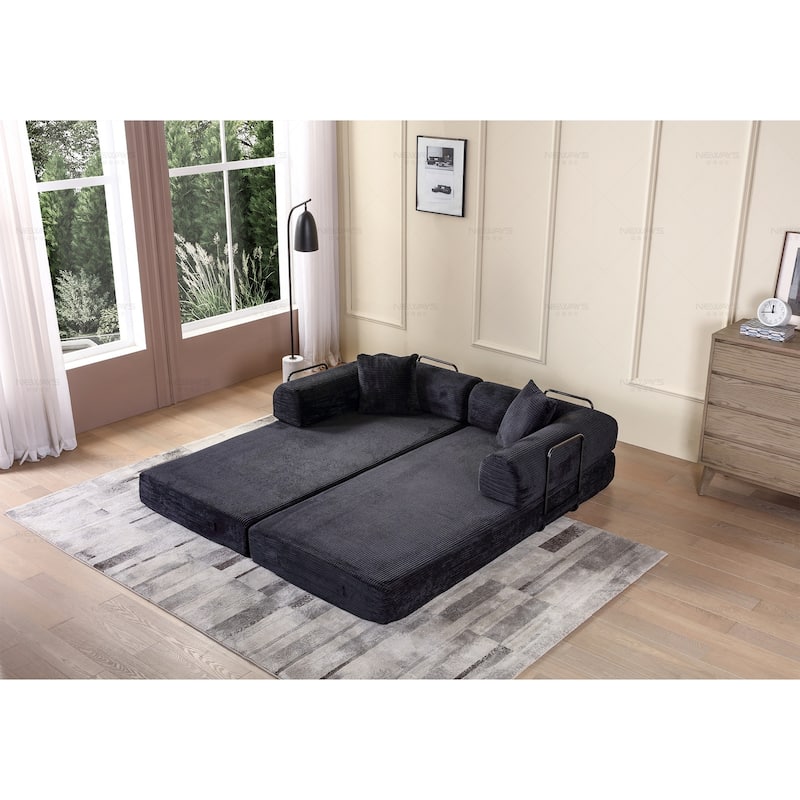 Twilight 2 - Piece Convertible Sleeper Sofa Bed, Corduroy Folding Mattress Couch with Fixed-Shape Framefor Cozy Living Spaces