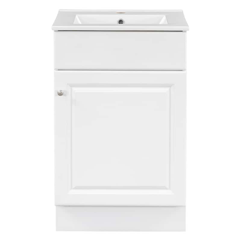 Bathroom Vanity with Sink, Vanity Set with Adjustable Shelf, Bathroom Cabinet with Storage Rack and Soft Closing Door