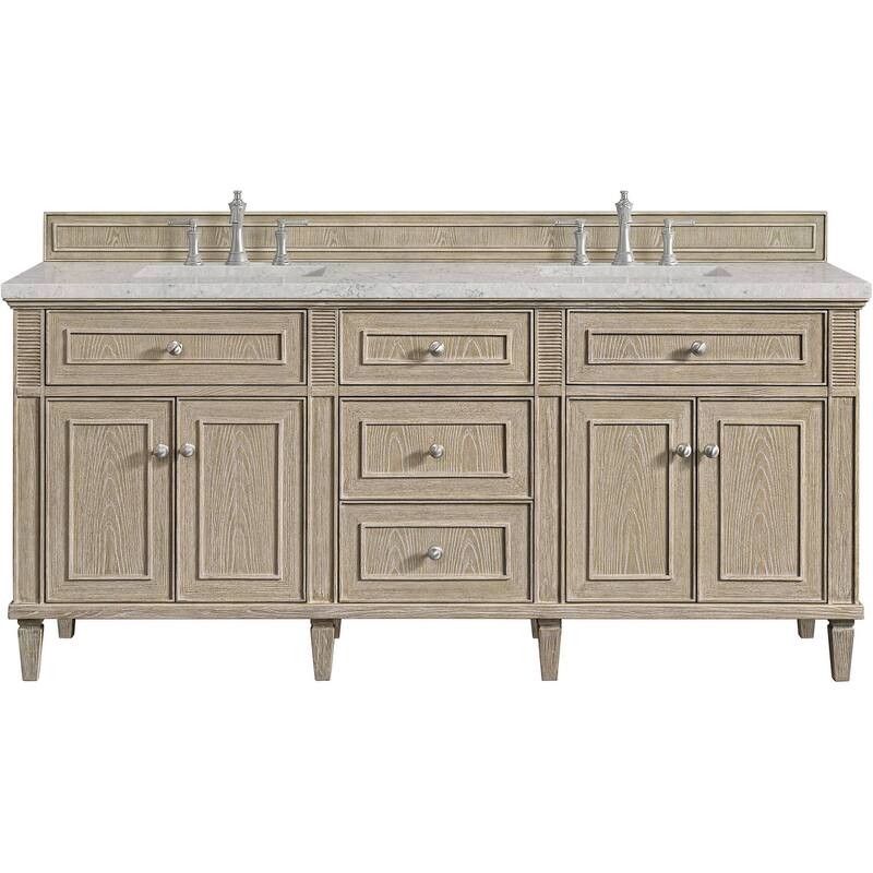 James Martin Vanities 424-V72-FEJP Lorelai 72" Free Standing Double - Whitewashed Oak