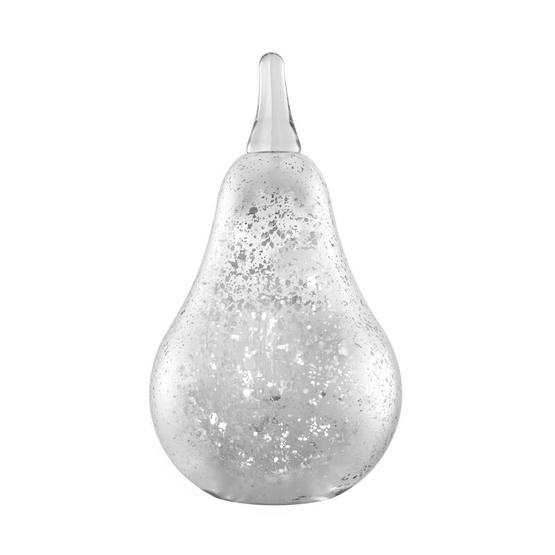 Textured Glass Pear Sculpture Figure - 7.75" - Silver